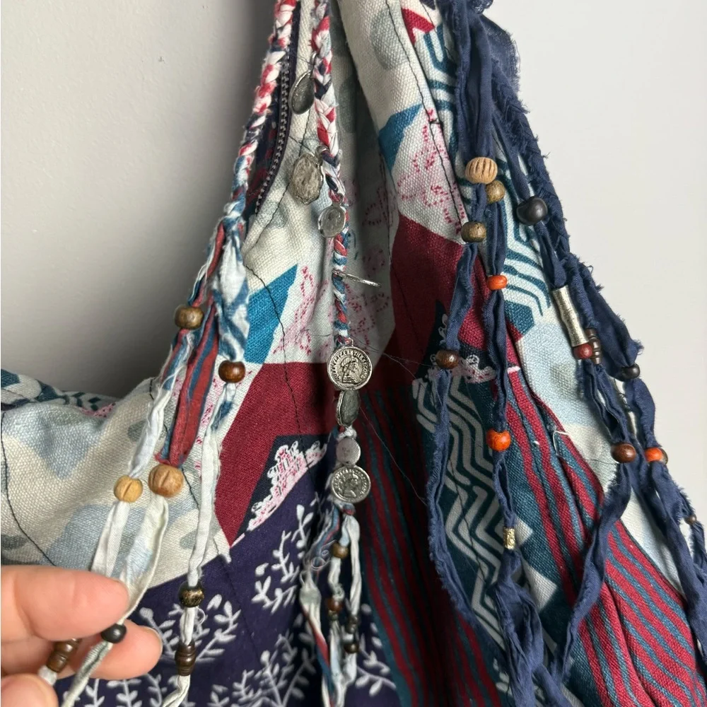 Free People blue and red patchwork hobo style bag - Picture 5 of 6